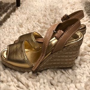 Prada Slingback platform wedge braided heel New